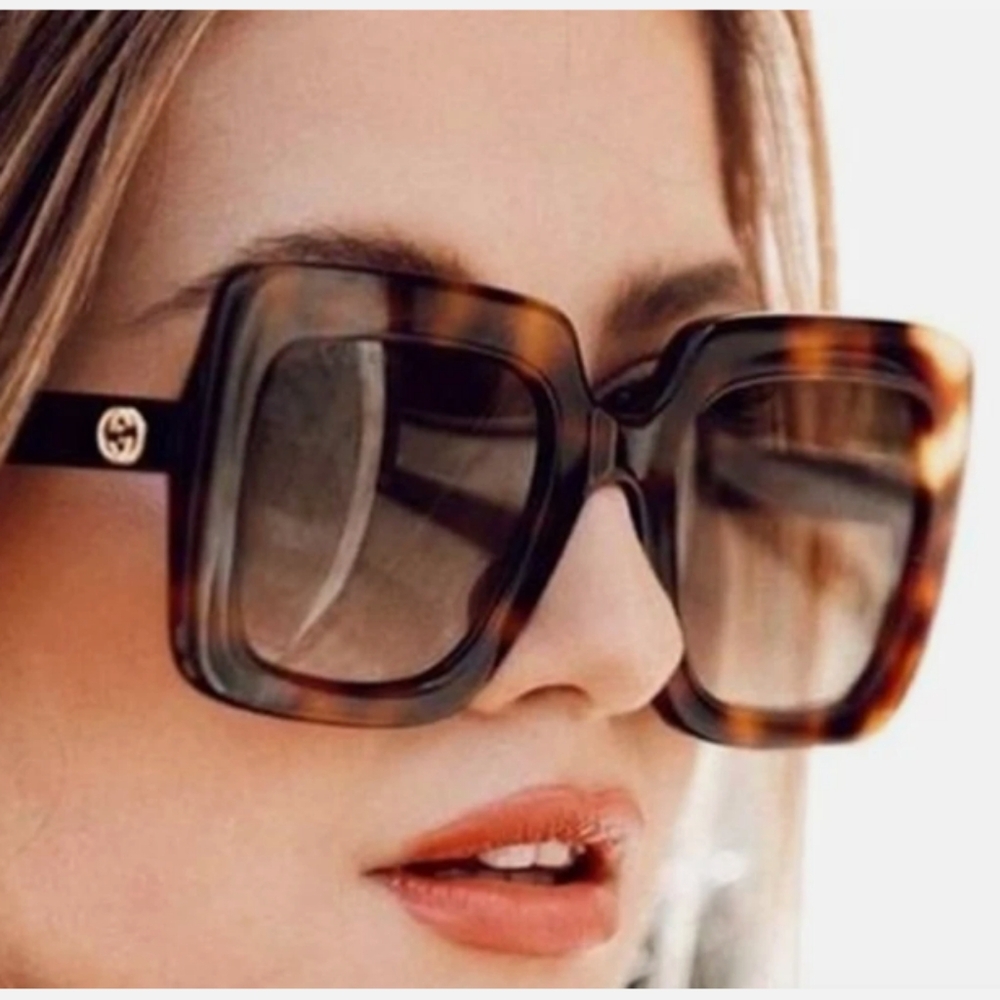 NWT Gucci Sunglasses (53-25-145) Havana Tortoise Shell Square - Picture 2 of 15